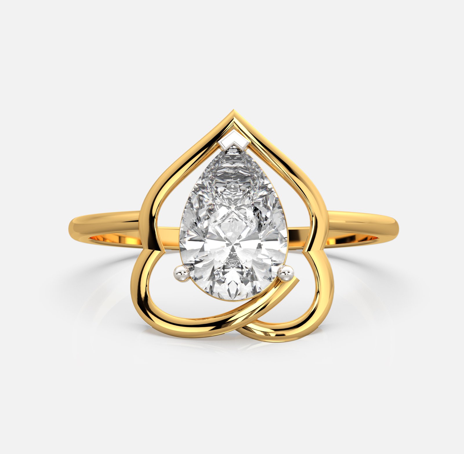 Pear Diamond Heart Frame Ring